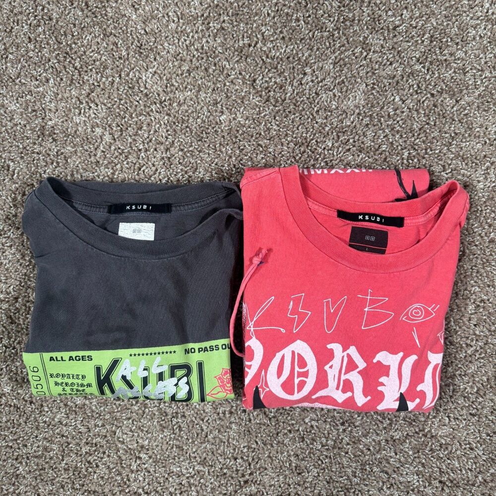 Lot of 2 Ksubi Shirt Men Size Large Short Sleeve Tee